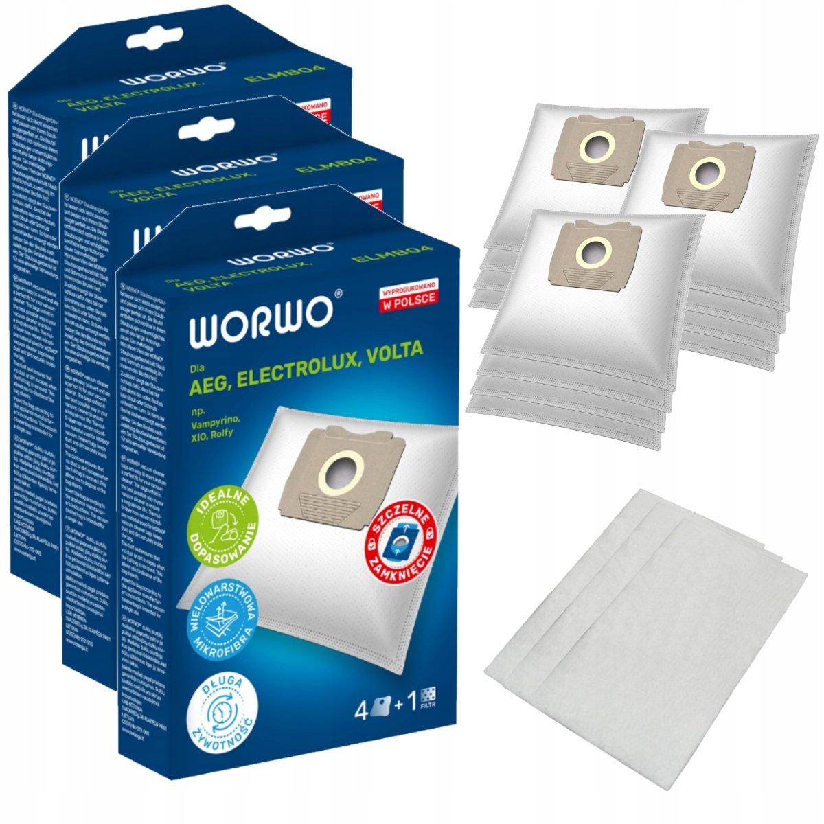 12x Worki do odkurzacza Electrolux AEG Volta ELMB04 Worwo