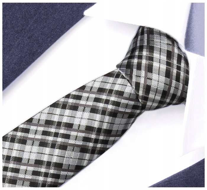 Modny Krawat Męski W Kratkę Żakardowy Greg Gw45