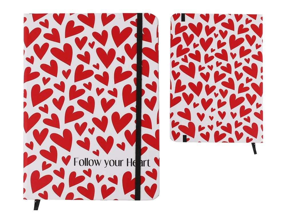 Notes A5 w twardej okładce z sercami 96k