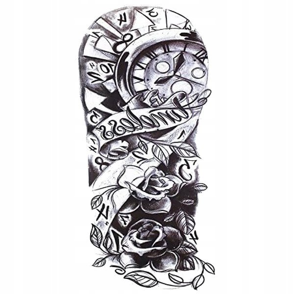 Tatuaż Zmywalny Tymczasowy Wodny - Zegar / Róża / Napis