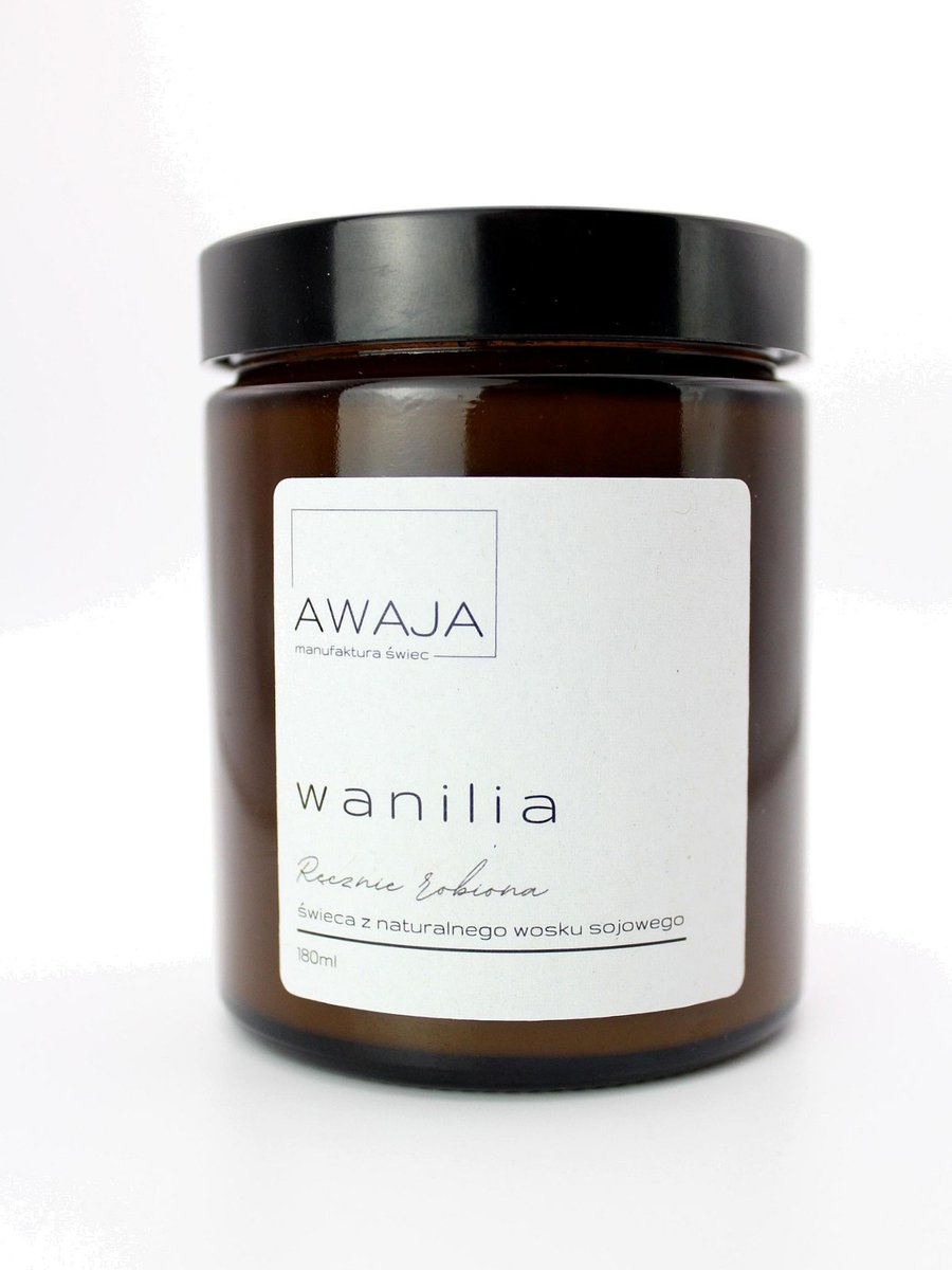 Świeca sojowa wanilia – zapachowa, ręcznie robiona, 180ml, prezent
