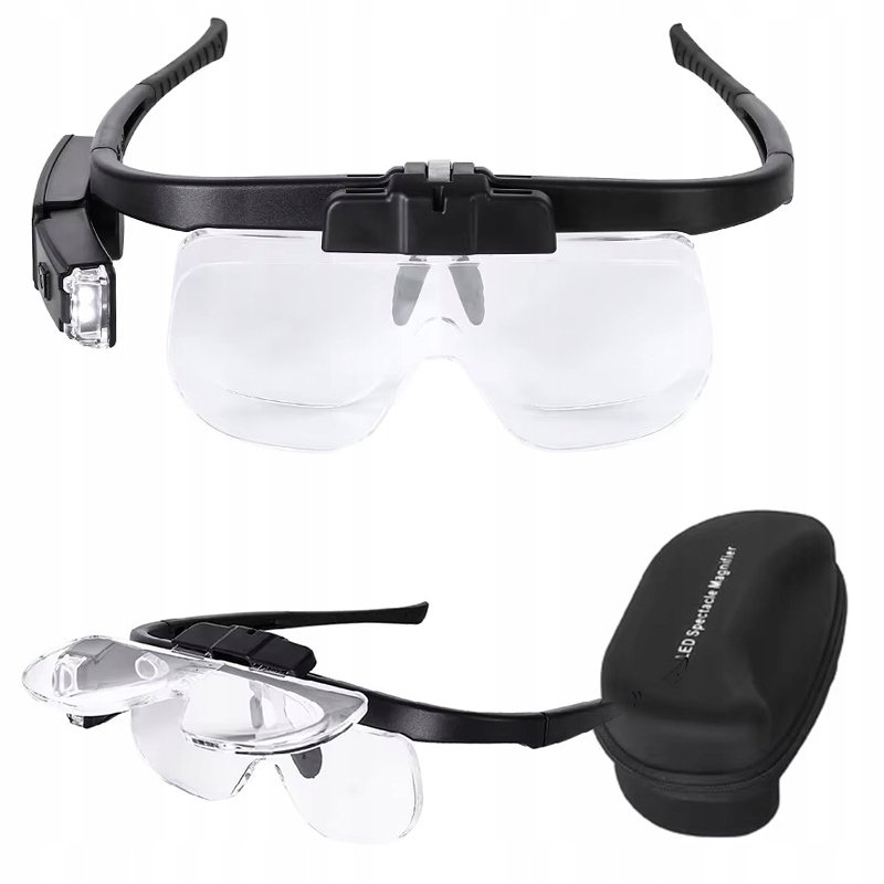 Led Optiview 6In1 – Okulary Powiększające Z Oświetleniem Usb 1.5X–4.5X Zestaw Soczewek Do Precyzyjnych Prac I Majsterkowania