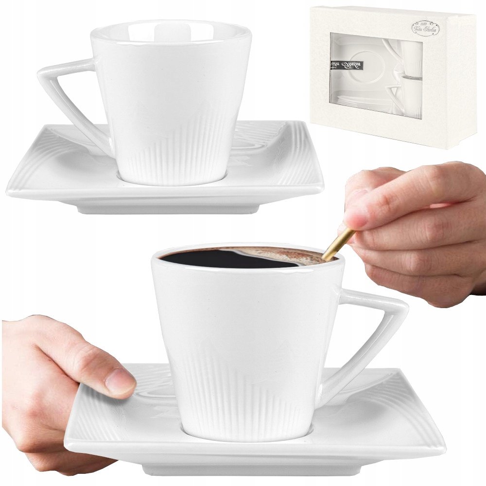 Zestaw prezentowy 2x filiżanka porcelanowa ze spodkiem VIVA komplet do kawy