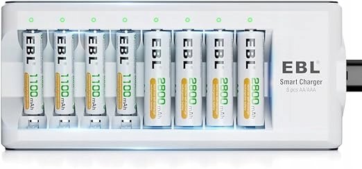 Ładowarka Do Akumulatorów X 8 Aa Aaa Ebl + 8 Baterii W Zestawie