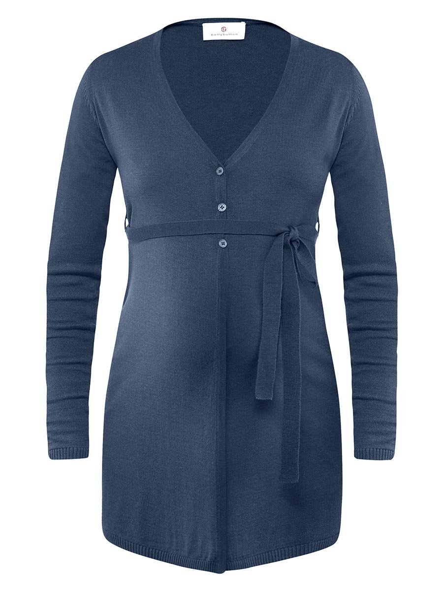 Damski sweter długi wełniany wiązany niebieski Bellybutton Maternity, r.M
