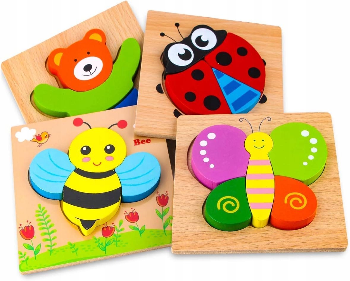 Afufu Drewniane puzzle dla małych dzieci, zabawki Montessori
