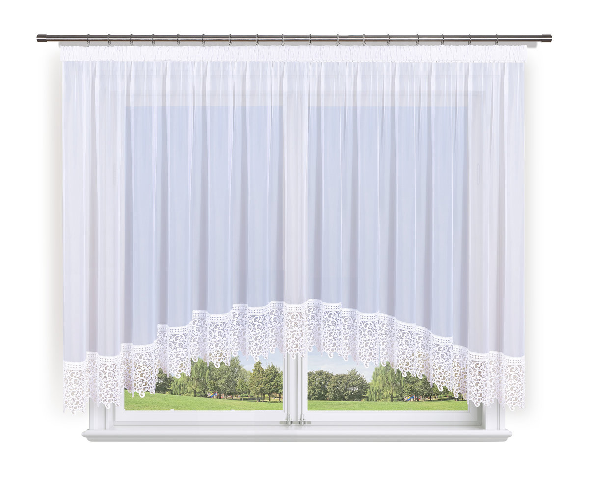 Firana gotowa 400x100 łuk,biały woal gipiura 30cm