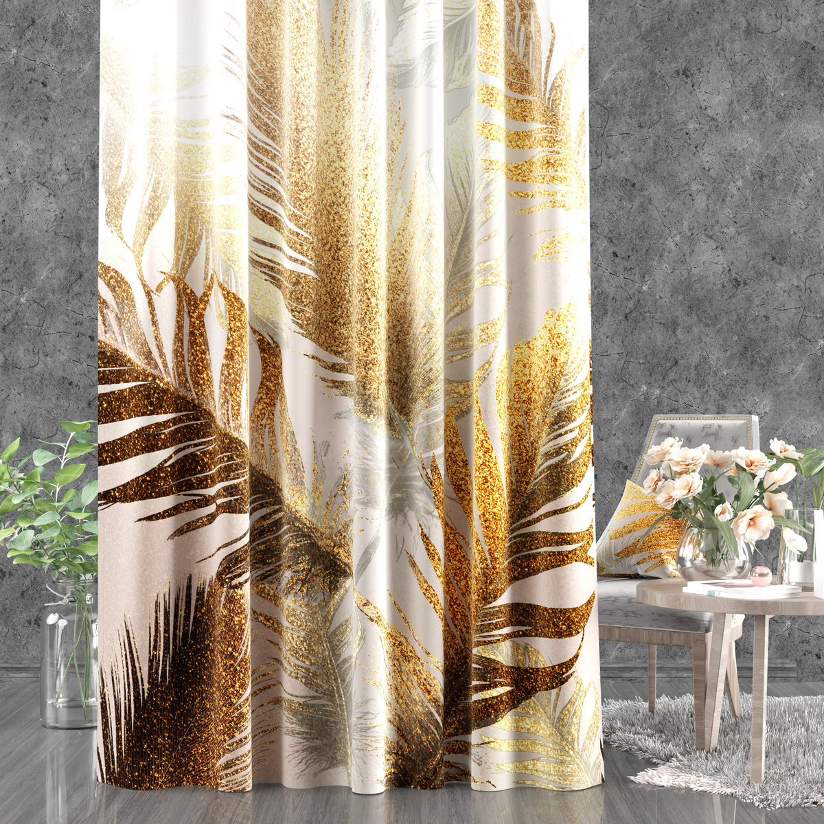 Zasłona PIÓRA Velvet na taśmie marszczącej 140x250cm S711