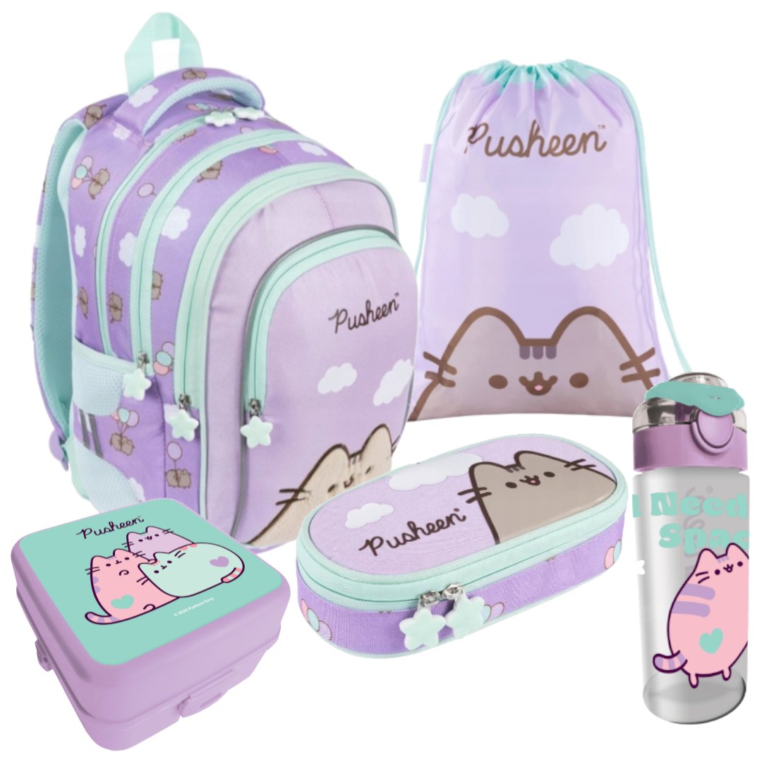 ZESTAW SZKOLNY 5-ELEMENTÓW PUSHEEN VIOLET FIOLET ST. MAJEWSKI