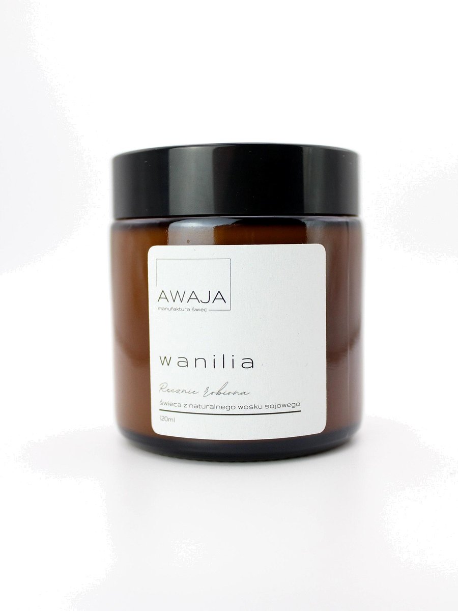 Świeca sojowa wanilia – zapachowa, ręcznie robiona, 120ml, prezent