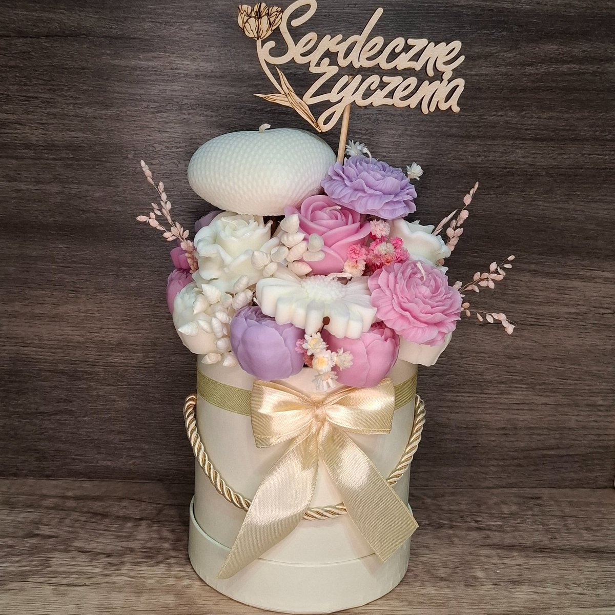 Flower Box Świece Sojowe Wieczny Bukiet Kwiaty Prezent Urodziny Dzień