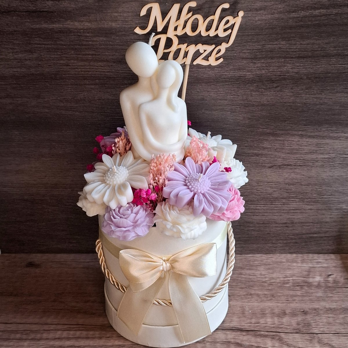Flower Box Świece Sojowe Wieczny Bukiet Kwiat Prezent Ślub Wesele Para