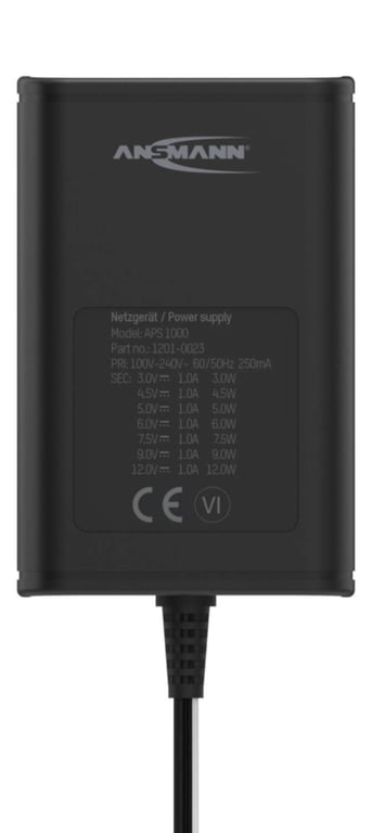 Ansmann 1201-0023 adapter zasilający/ inwentor Wewnętrzna 12 W Czarny 1201-0023