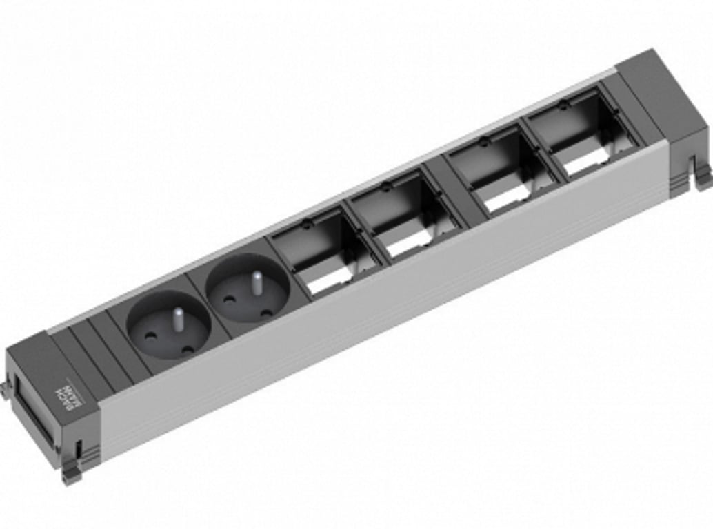 Bachmann POWER FRAME rozgałęziacz 0,2 m 2 x gniazdo sieciowe  Czarny, Metaliczny