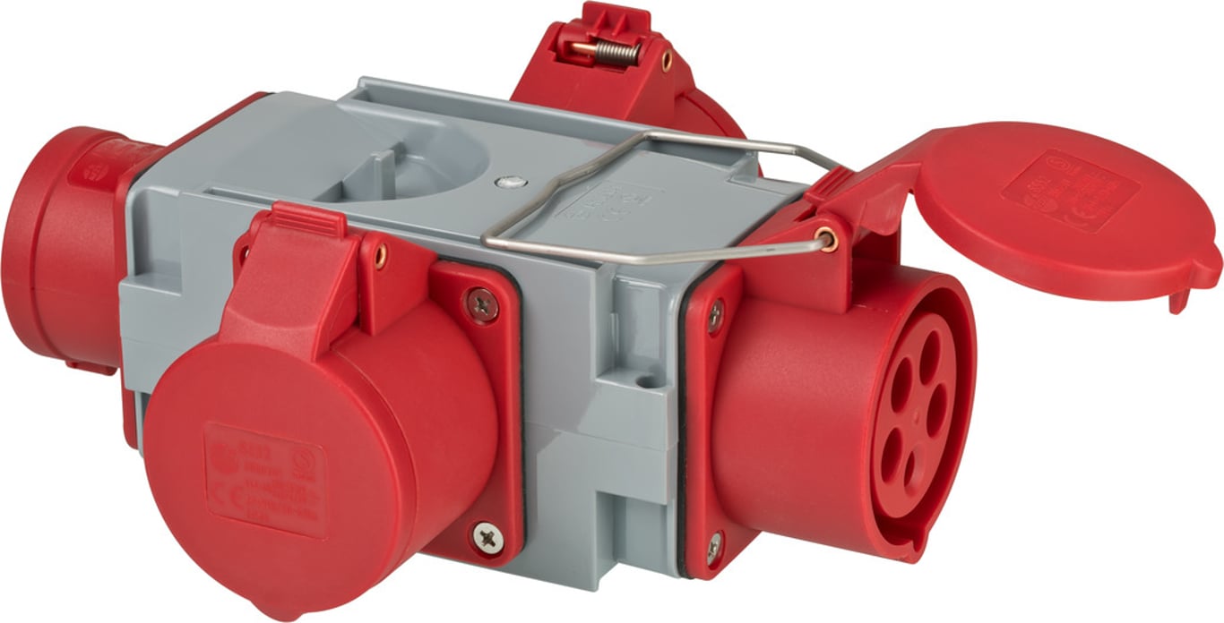 Brennenstuhl 1081640 adapter wtyczek zasilających Szary, Czerwony