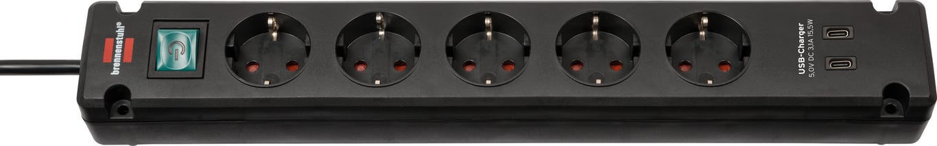 Brennenstuhl 1150660415 rozgałęziacz 3 m 5 x gniazdo sieciowe  Czarny