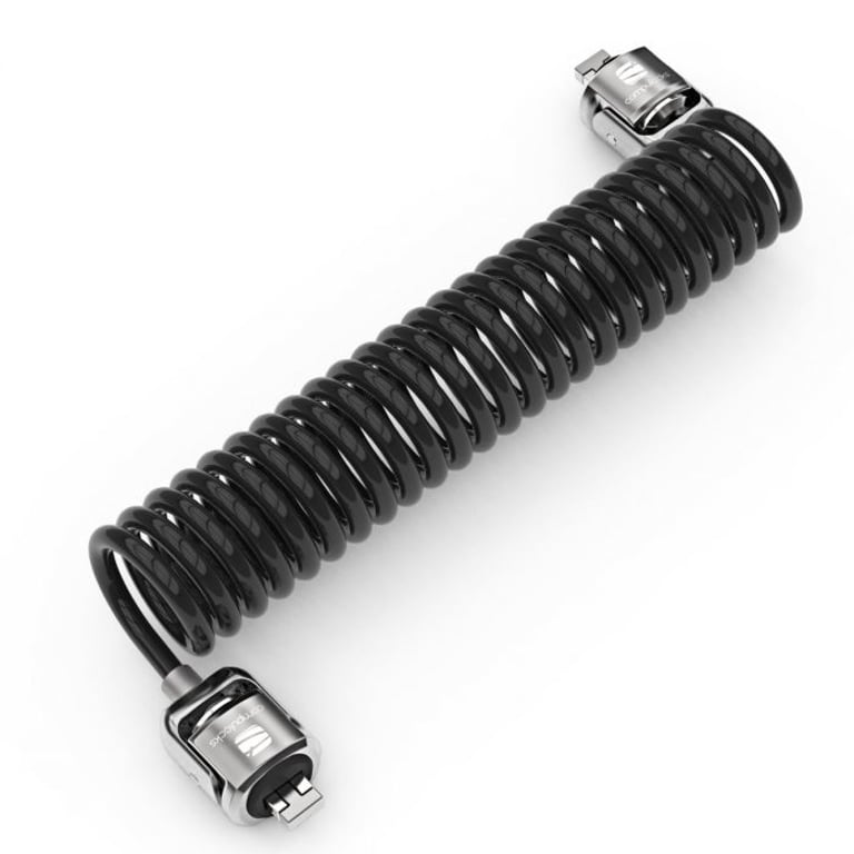 Compulocks Dual Head Coiled Cable Keyed Lock Czarny
