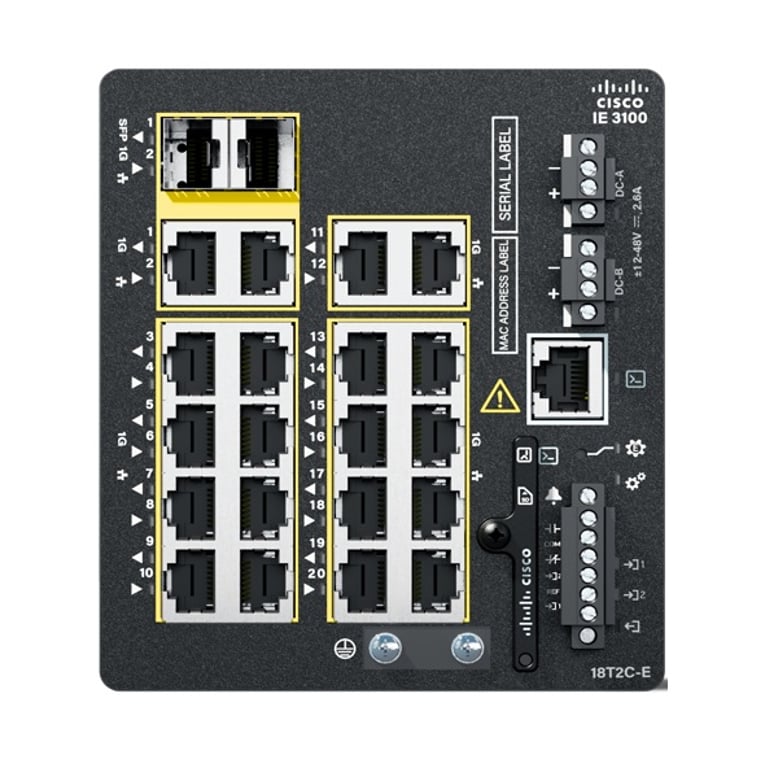 Cisco Catalyst IE3100 Zarządzany L2/L3 Gigabit Ethernet (10/100/1000) Czarny IE-3100-18T2C-E