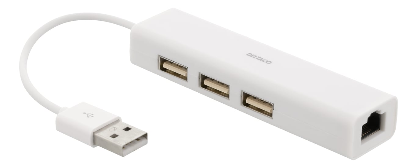 Deltaco USB2-LAN3 stacja dokująca USB 2.0 Biały USB2-LAN3