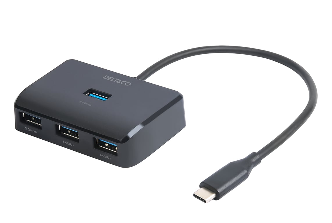 Deltaco USBC-HUB203 huby i koncentratory USB Type-C 5000 Mbit/s Czarny USBC-HUB203