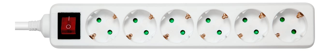 Deltaco GT-0652 rozgałęziacz 5 m 6 x gniazdo sieciowe  Biały