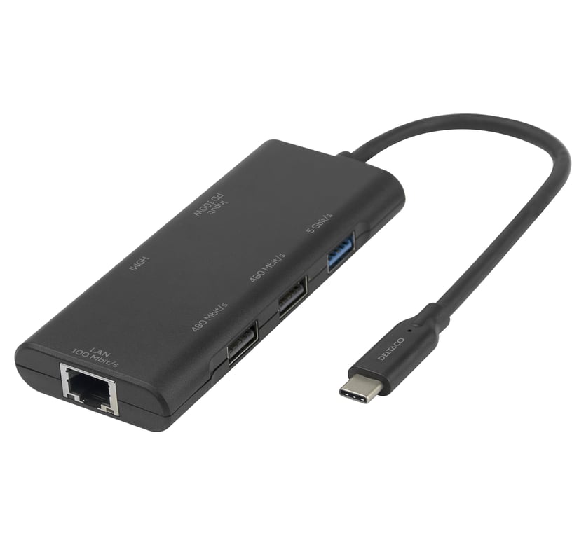 Deltaco USBC-HDMI31 huby i koncentratory USB Type-C 5000 Mbit/s Czarny USBC-HDMI31
