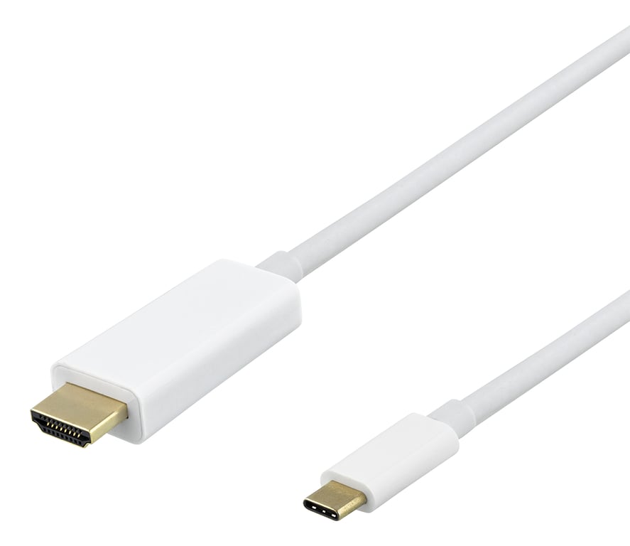 Deltaco 00140022 adapter kablowy 2 m USB Type-C HDMI Biały