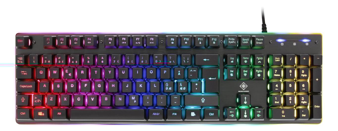 Deltaco Gaming GAM-021-RGB klawiatura USB QWERTY Skandynawia Czarny GAM-021-RGB
