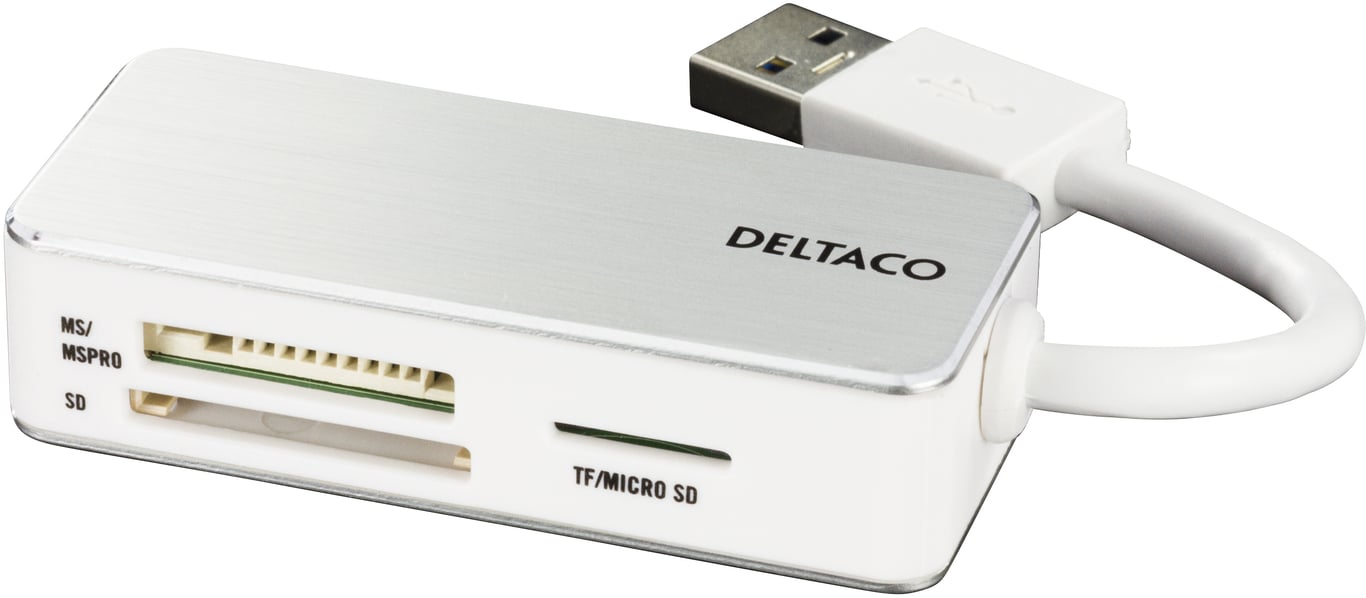Deltaco UCR-147 czytnik kart USB 3.2 Gen 1 (3.1 Gen 1) Type-A Srebrny, Biały UCR-147