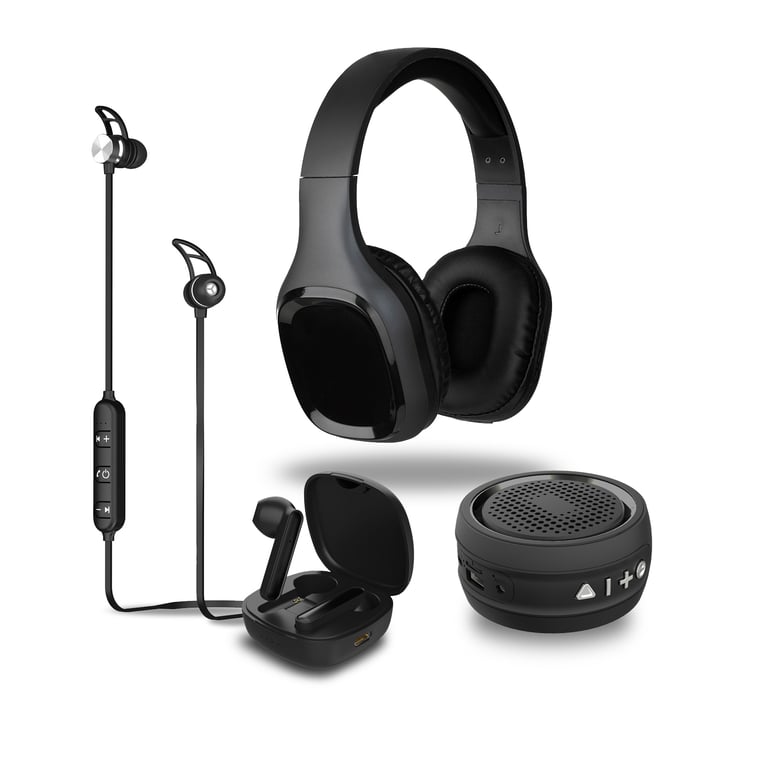 Denver BTC-412 Bezprzewodowy Opaska na głowę, Douszny Połączenia/muzyka Bluetooth Czarny