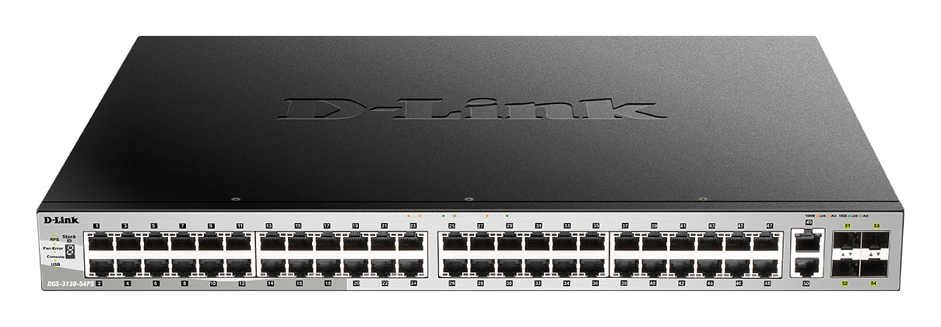 D-Link DGS-3130-54PS/E łącza sieciowe Zarządzany L3 Gigabit Ethernet (10/100/1000) Obsługa PoE Szary DGS-3130-54PS/E
