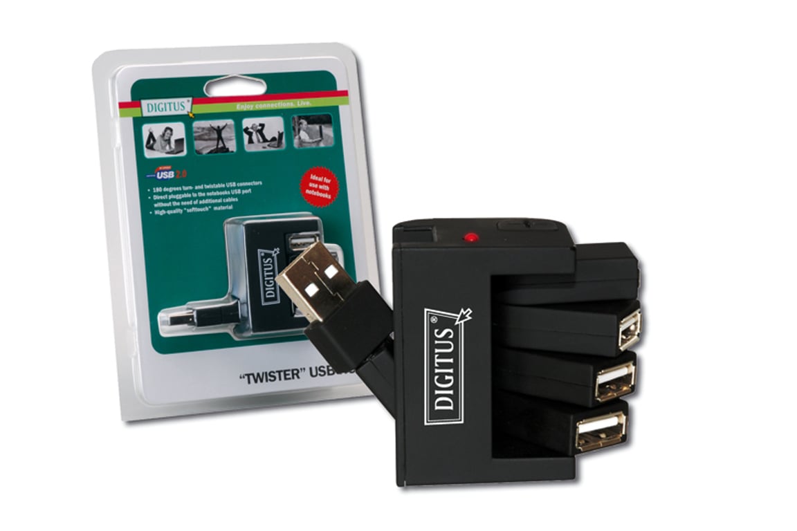 Digitus USB 2.0 Swivel Hub 4-Port 480 Mbit/s Czarny DA-70213-1