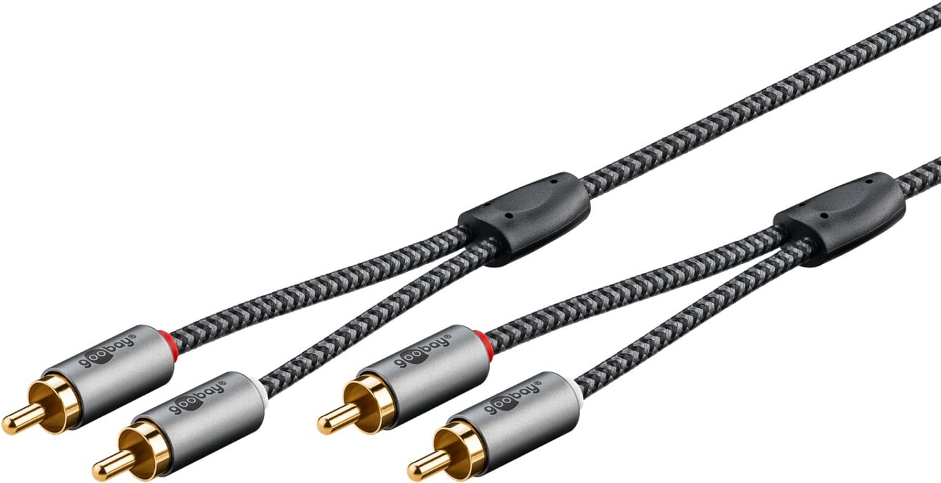 Goobay 65295 kabel audio 5 m 2 x RCA Czarny, Srebrny 65295