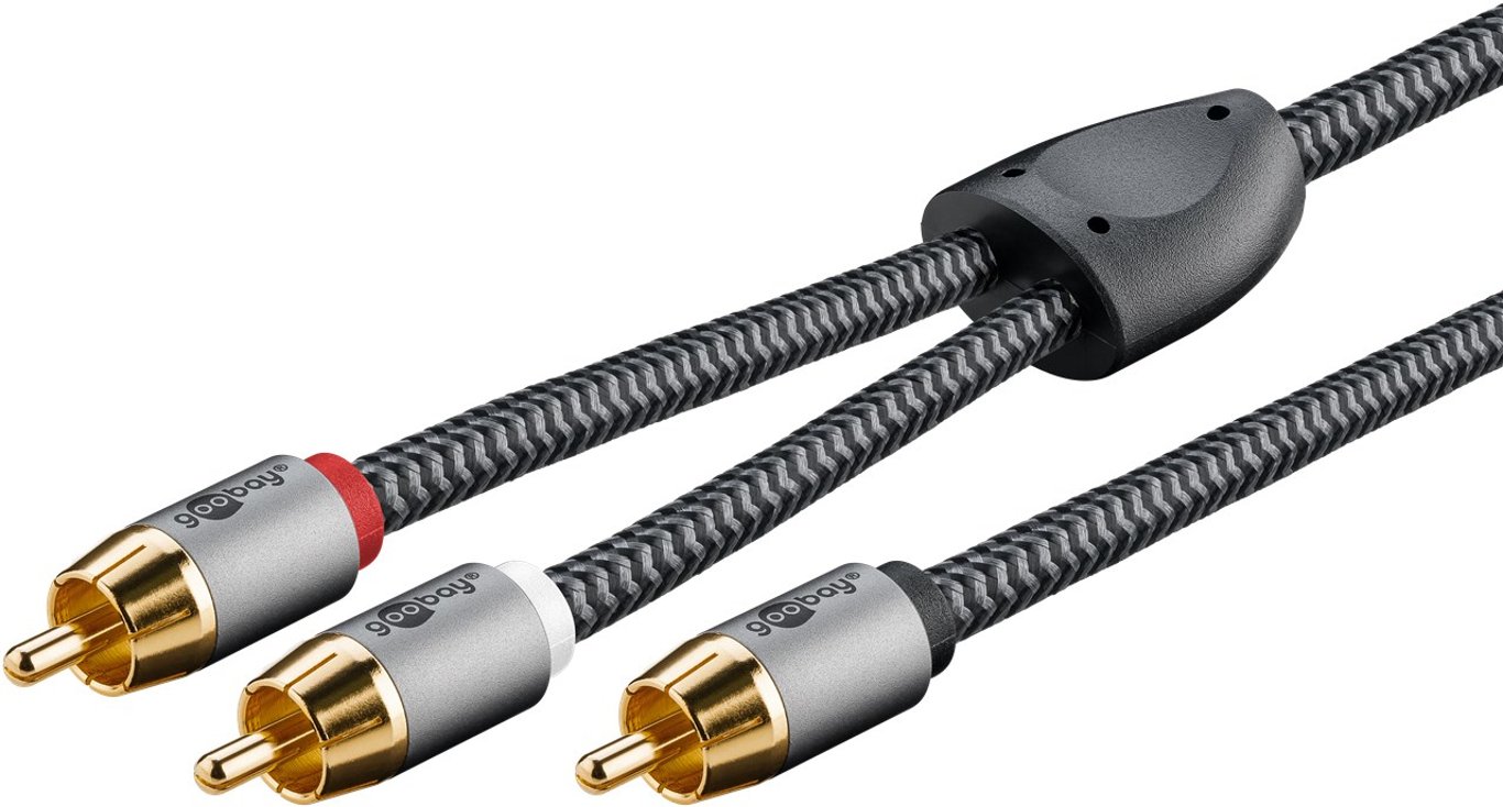 Goobay 65302 kabel audio 5 m 2 x RCA RCA Czarny, Srebrny 65302