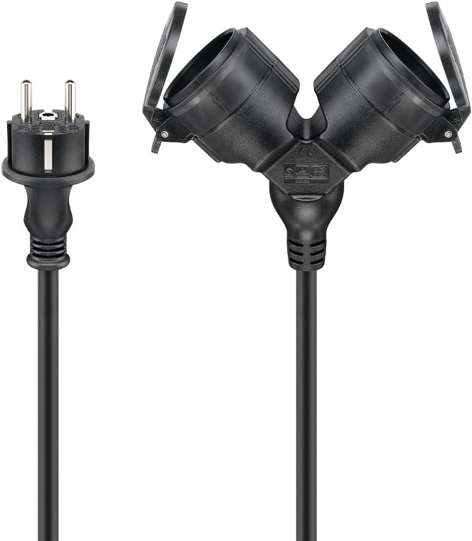 Goobay 65435 rozgałęziacz 10 m 2 x gniazdo sieciowe Zewnętrzna Czarny