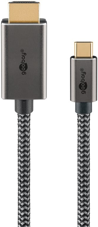 Goobay 75699 adapter kablowy 1 m USB Type-C HDMI Typu A (Standard) Czarny, Srebrny 75699