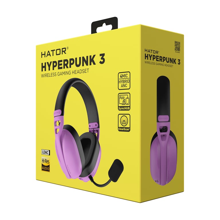 HATOR Hyperpunk 3 Wireless Gaming USB Type-C / USB Type-A Bluetooth Fioletowy