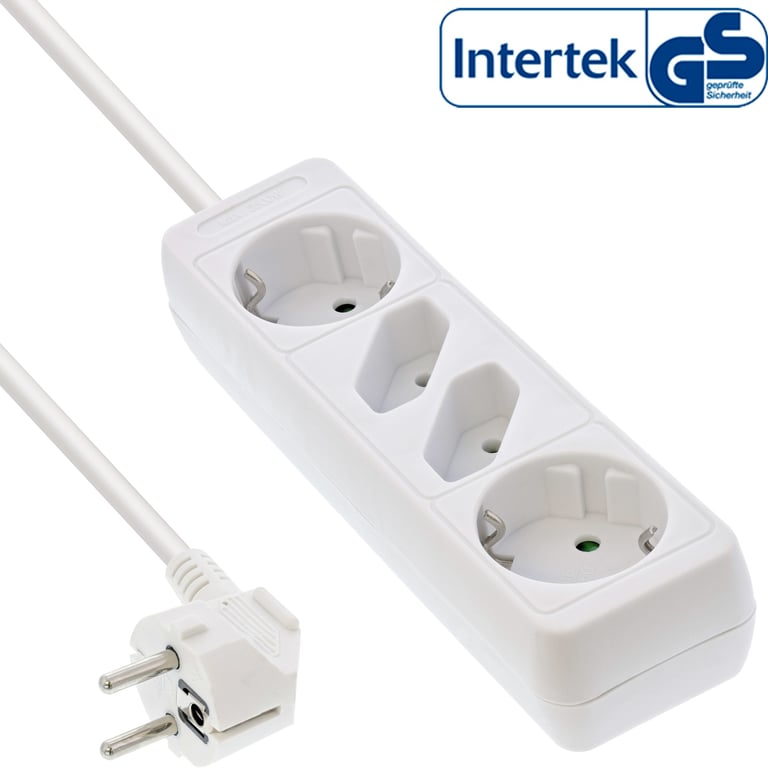 InLine 16445W rozgałęziacz 5 m 2 x gniazdo sieciowe Biały