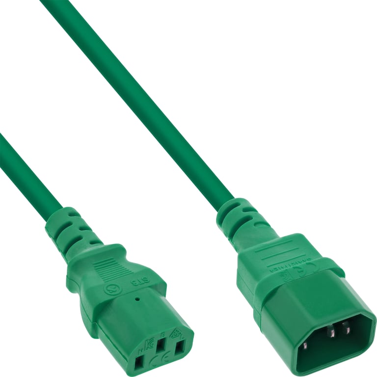 InLine 16501G kabel zasilające Zielony 1 m C13 panel C14 panel