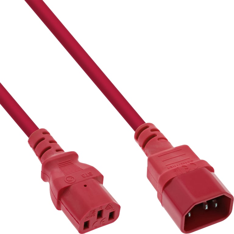 InLine 16503R kabel zasilające Czerwony 0,3 m C14 panel C13 panel