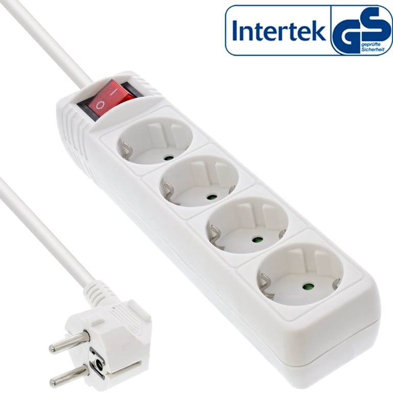 InLine 16443G rozgałęziacz 3 m 4 x gniazdo sieciowe  Biały