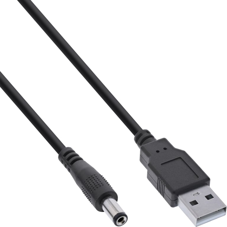 InLine 26806G kabel zasilające Czarny 1 m USB A 5.5 x 2.1 mm