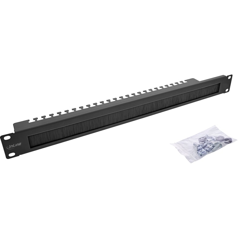 InLine 19111N organizator na kable Stojak Panel kablowy Czarny 1 szt.