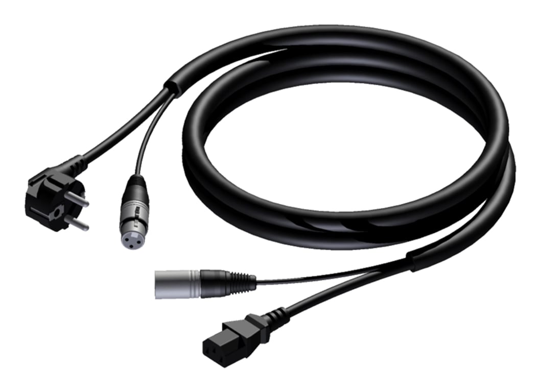 PROCAB CAB402/20 kabel zasilające Czarny, Szary 20 m Power plug type F / XLR (3-pin) IEC C13 / XLR (3-pin) CAB402/20