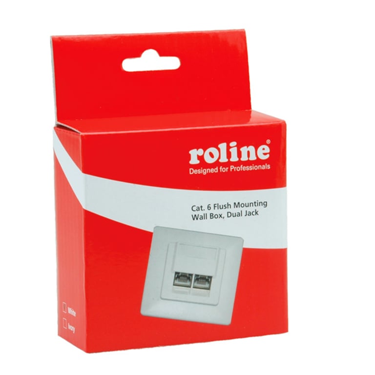 ROLINE Flush Mount Wall Jack, Cat.6, shielded white 25.16.8492