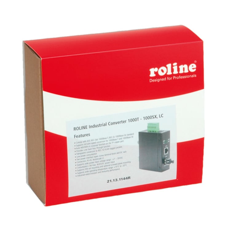 ROLINE Industrial Converter RJ-45, LWL 1000SX/LC konwerter sieciowy 21.13.1144