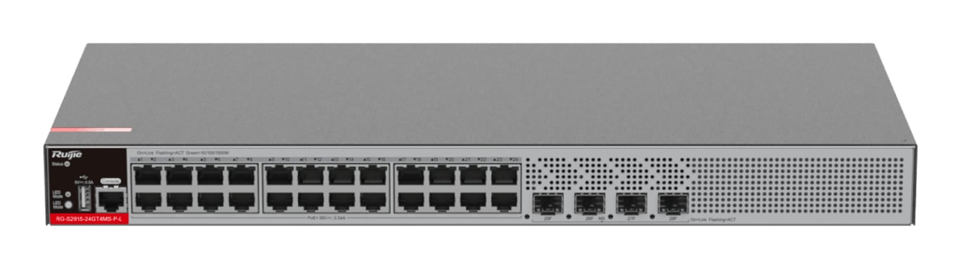 Ruijie Networks RG-S2915-24GT4MS-P-L łącza sieciowe Gigabit Ethernet (10/100/1000) Obsługa PoE 1U Szary RG-S2915-24GT4MS-P-L RG-S2915-24GT4MS-P-L