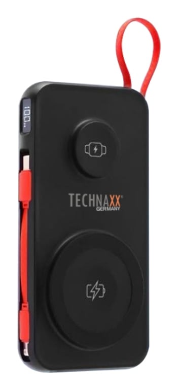 Technaxx TX-315 bank mocy Lit 10000 mAh Bezprzewodowe ładowanie Czarny, Czerwony