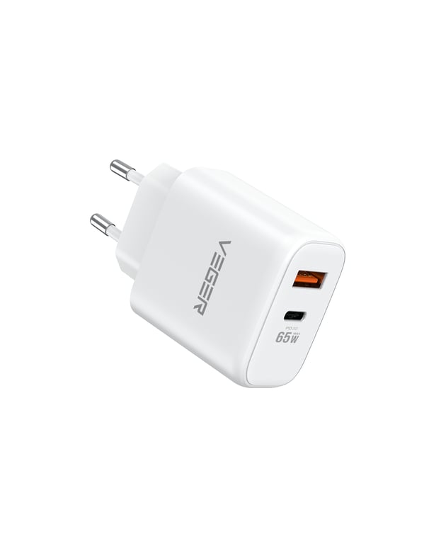 VEGER 65W1A1C ładowarka do urządzeń przenośnych Komputer przenośny, Telefon komórkowy, Netbook, Laptop, Palmtop, Uniwersalne Biały USB Szybkie ładowanie Wewnętrzna