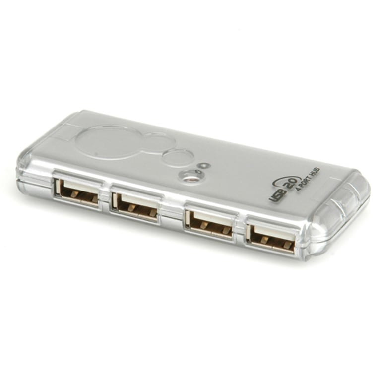 VALUE USB 2.0 Notebook Hub, 4 Ports 480 Mbit/s Srebrny 14.99.5015
